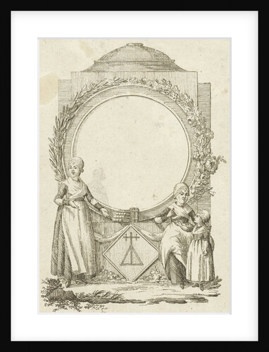 Vignette with women and girl with medallion by Rienk Jelgerhuis