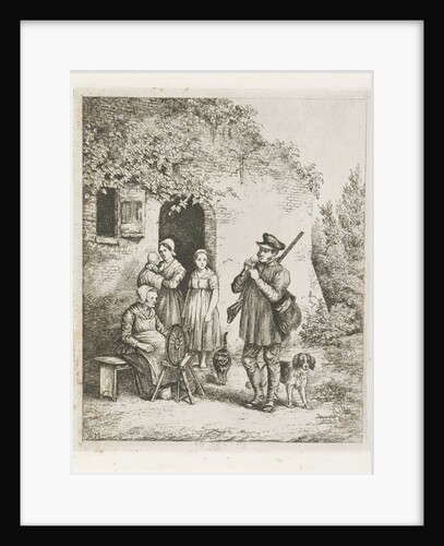 Company before the door of a house by Christiaan Wilhelmus Moorrees