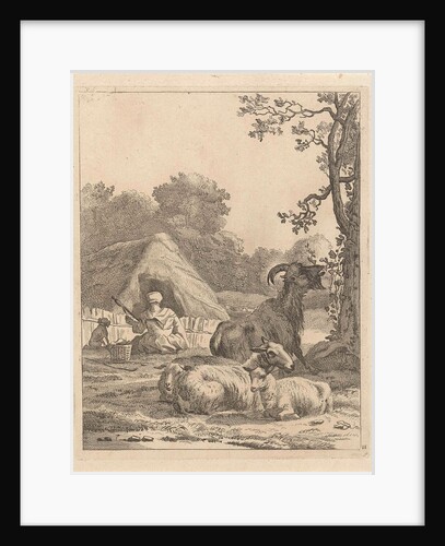 Shepherdess with sheep and a goat by Karel Dujardin