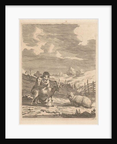 Young shepherd with a sheep and a goat by Anonymous