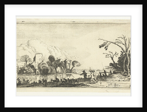Shepherd with goats and sheep near a river by Claes Jansz. Visscher II