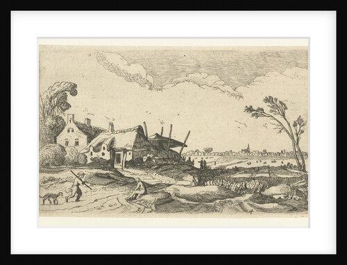 Farm on a path and views over fields by Anonymous