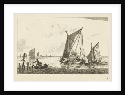 Two sailboats and a rowboat by Chéreau