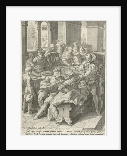 The prodigal son squanders his money on prostitutes by Joost Pieters de Reyger