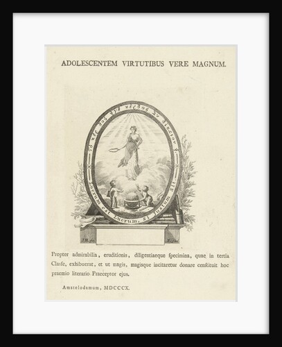 Vignette with woman with laurel wreath by Hermanus Fock