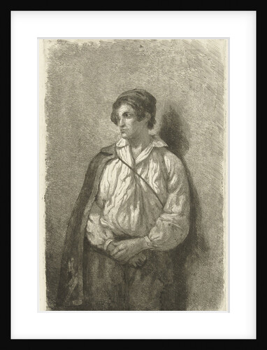 Portrait of an unknown young man with hat and cape by Pierre Louis Dubourcq