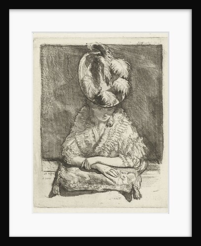 Portrait of a Young Woman with hat looking out of the window by Louis Bernard Coclers