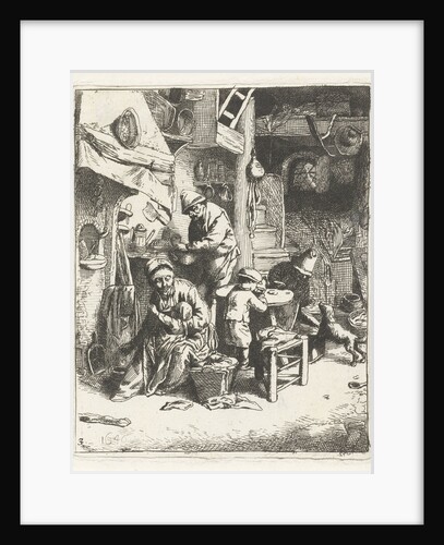 Peasant family in interior by Adriaen van Ostade