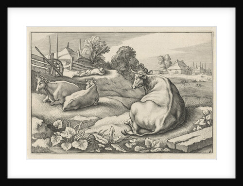 Pasture with three reclining cows by Nicolaes Visscher I