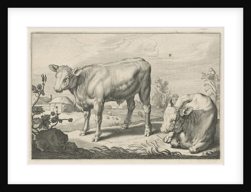 Pasture with two bulls by Nicolaes Visscher I