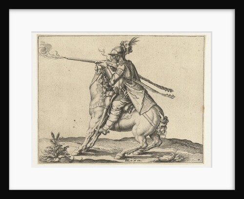 Horseman fires a shot with a harquebus by Jacob de Gheyn II