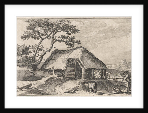 Farm and shepherd with dog and goat by Boëtius Adamsz. Bolswert