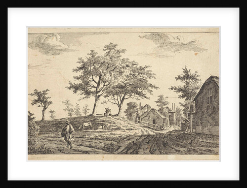 View of a road through a village by Adrianus Serné