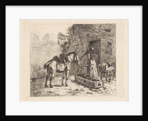 Horse before an inn by Abraham Hendrik Winter