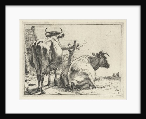 Two cows seen from behind by Frederik de Wit
