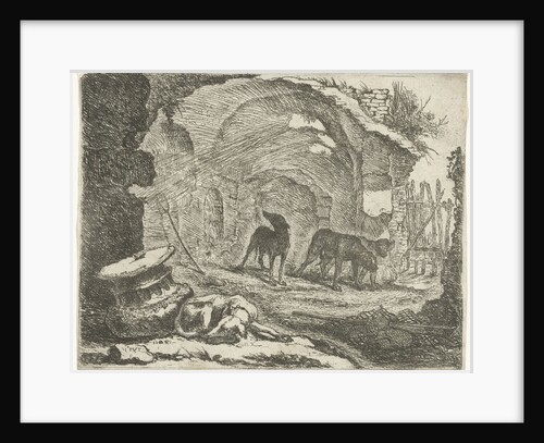 Four dogs near a ruin by Jan Fijt