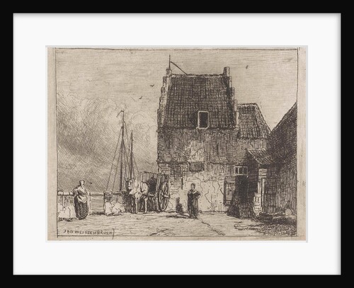 House on the waterfront in Nijmegen by Jan Weissenbruch