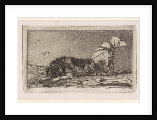 Two tethered dogs by Jan Weissenbruch