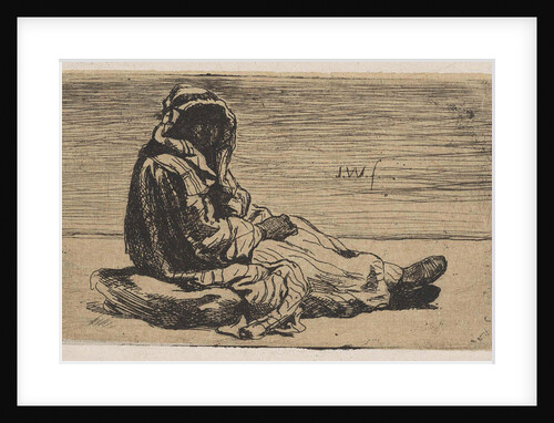 Oriental clad figure on a pillow by Jan Weissenbruch