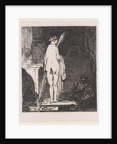 Artist draws a nude model by Rembrandt Harmensz. van Rijn