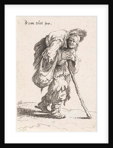 Humpback beggar with a cane by Jan Gillisz. van Vliet