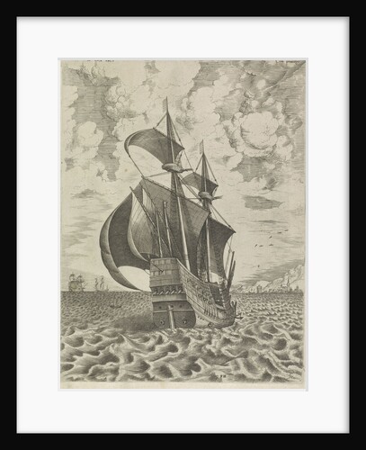 Warship towards the harbor by Hieronymus Cock