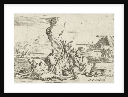 Five soldiers around a campfire by Jan van Ossenbeeck