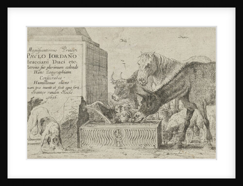 Animals at a fountain by Jan van den Hecke I