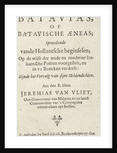Title page for: L.V. Bos, Batavias or Batavian Aeneas by Amsterdam