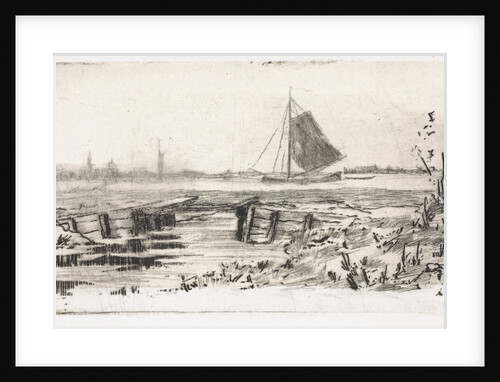 Sailing ship on a river by Elias Stark