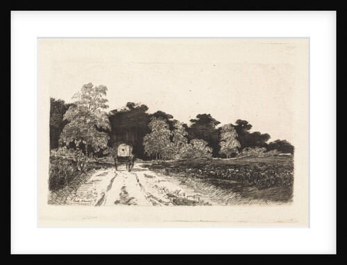 Wagon on a road in Driebergen by Elias Stark