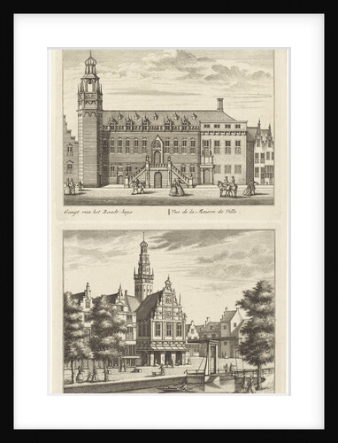 Two views in Alkmaar with the City Hall and de waag, The Netherlands by Abraham Rademaker