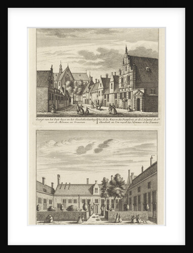 Two views in Alkmaar with the Plague House and St Elisabeth Hospital, The Netherlands by Abraham Rademaker