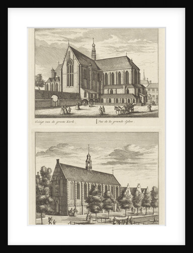Two views in Alkmaar with the Great Church and the Chapel Church, The Netherlands by Abraham Rademaker