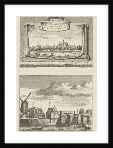 Two views in Alkmaar with the Great Church by Leonard Schenk