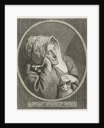 An old woman with cat by Theodorus de Roode