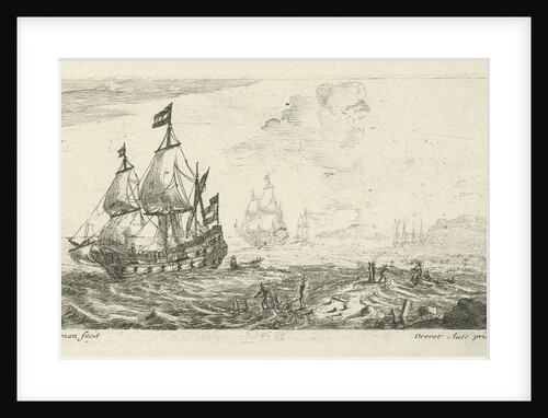 Ships before coast by Pierre Drevet