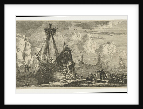 Dismantled sailing ship by Reinier Nooms