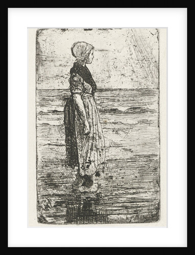 Standing woman on the beach by Jozef Israëls