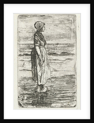 Standing woman on the beach by Jozef Israëls