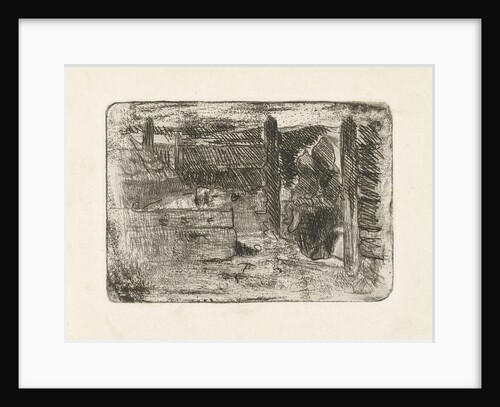 Children at the pig stable by Jozef Israëls