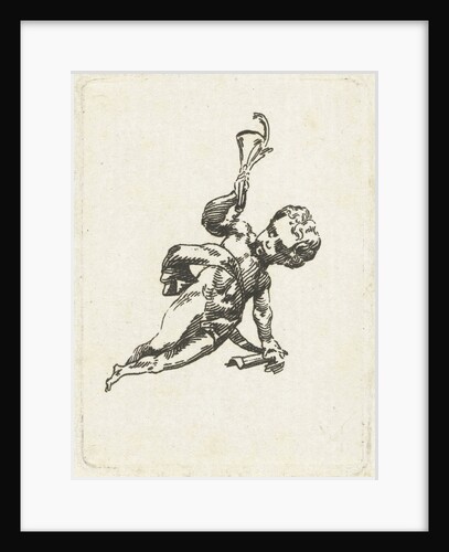 Vignette with putto with trumpet and palm by Willem Bilderdijk