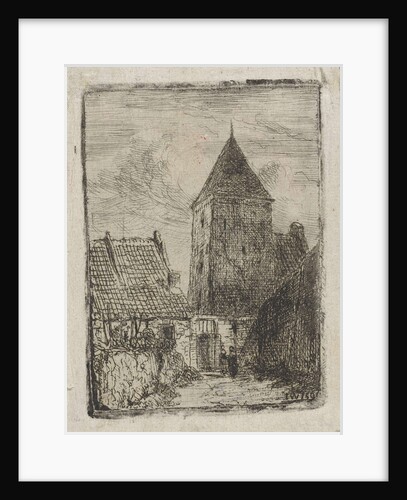 Square tower in Culemborg by Jan Weissenbruch
