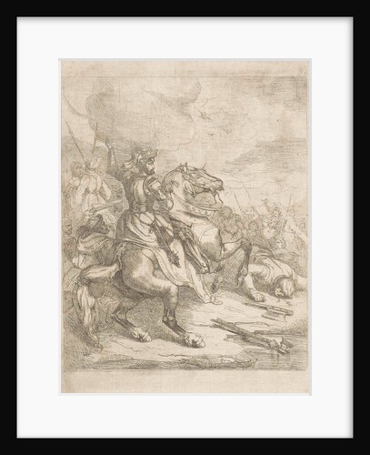 Henry II, Holy Roman Emperor on horseback in battle by Theodoor Schaepkens