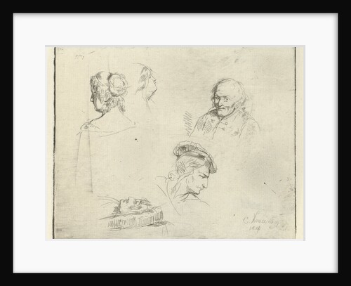 Study Sheet with different heads by Cornelis Kruseman
