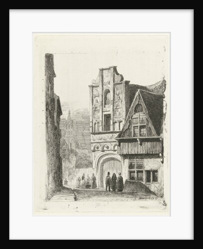 Figures at a Renaissance facade by Lambertus Hardenberg