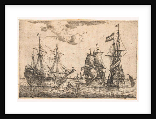 Three moored sailing boats by Reinier Nooms