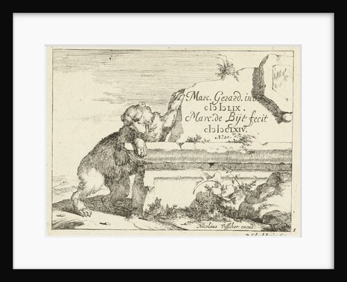 Bear near stone wall by Nicolaes Visscher I