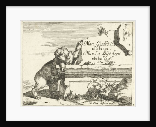 Bear near stone wall by Nicolaes Visscher I
