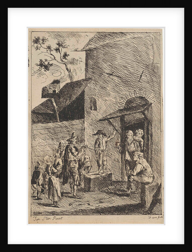 Musician with listeners around him by Anonymous